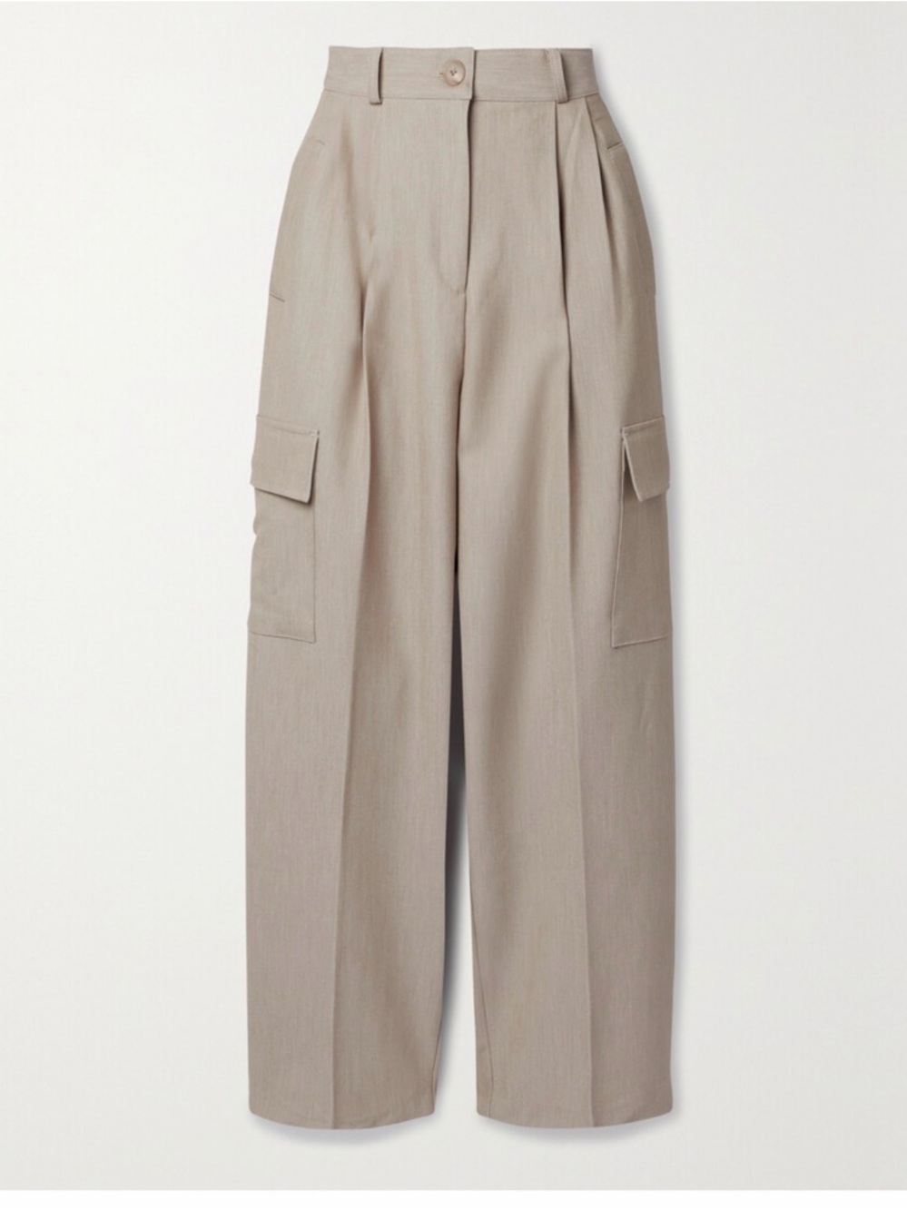 The Frankie Shop Wide-Leg Cargo Trousers in Light Taupe